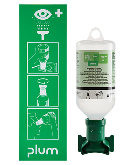 Plum Eyewash station with 500 ml Eyewash bottle