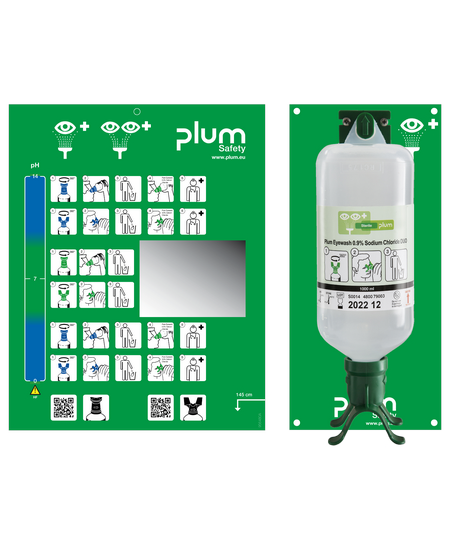 Plum DUO eyewash station with 1000 ml Eyewash bottle